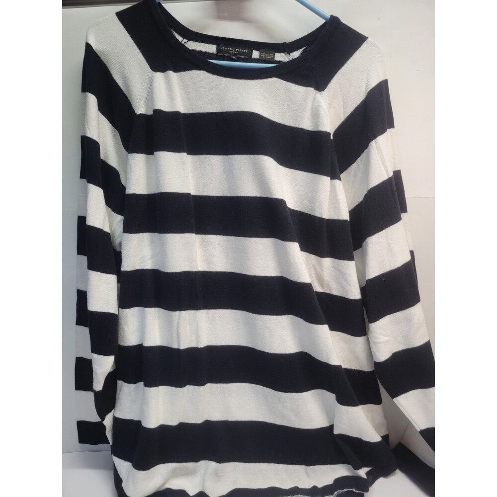 Jeanne Pierre Woman Long Sleeve Stripe Sweater SZ 2X 100% Cotton